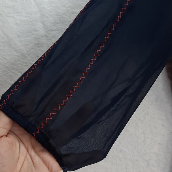 Ruby Rox Peasant Dress Womens Medium Navy Blue Embroidered Boho‎ Feminine - Picture 4 of 12